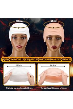 Syhood 4 Packs Halloween Bald Caps Makeup Latex Bald Head Wig Cap Bald Hat Costume Accessories for Women Men Adults(White,skin,Assorted) Bald Caps, Bald Cap, Bald Heads, Bald Head, White Skin, Costume Makeup, Wig Cap, Costume Accessories