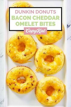 bacon cheddar omelet bites on a plate with the title above it