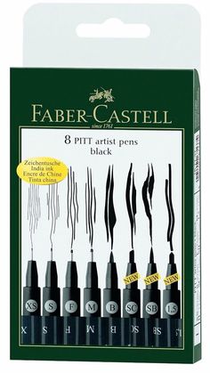 faber castel 8 piece black ink pen set