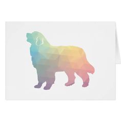 a card with a dog's silhouette on the front and side, in multicolors