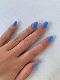 Acrylic nails Blue Almond Shaped Acrylic Nails, Short Blue Acrylic Nails Almond, Oval Shape Acrylic Nails, Blue Nails Round Shape, Blue Almond Short Nails, Round Shaped Acrylic Nails, Blue Round Acrylic Nails, Blue Nails Oval Shape, Blue Acrylic Nails Almond Shape