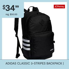 Heading to school or taking a trip, this adidas backpack has you covered. A computer sleeve inside the main compartment makes dedicated space for your laptop. A zip pocket secures your phone and other media devices. The padded shoulder straps and back panel make for comfortable carrying.Features: Laptop Sleeve, Comfort Back Panel, Adjustable StrapsClosure Type: ZipperPockets: 2 Side Water Bottle Pockets, 2 Outside Zipper PocketsTech Compatibility: 16 In LaptopMeasurements: 20 Height/Inches, 11.… Adidas Logo Backpack For Travel And Back To School, Cheap Adidas Backpack With Laptop Compartment, Adidas Logo Backpack For Travel And School, School Backpack With Adidas Logo, Black Adidas School Bag, Adidas Backpack With Adjustable Strap For Everyday Use, Adidas Standard Backpack With Adjustable Strap, Adidas Backpack, Adidas Classic