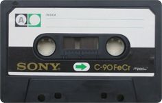 an old black and white tape recorder with the word sony on it's side