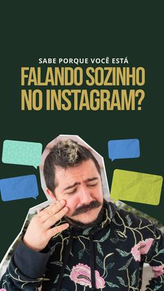 a man in a black jacket with speech bubbles above his head and the words falando sozzino no instagram?