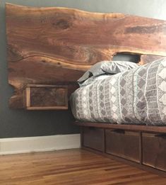 a bed that is made out of wood