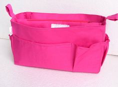 Medium Bag organizer  Purse organizer insert in Hot by daffysdream Pink Functional Organizers For Daily Use, Functional Pink Organizer For Everyday Use, Functional Pink Organizers For Everyday Use, Rectangular Organizer With Cell Phone Pocket, Hot Pink Fabric, Purse Organizer Insert, Organizer Purse, Purse Organizer, Medium Bag