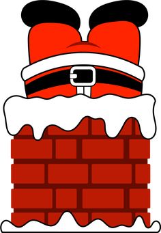 santa claus stuck in the chimney with his hat and eyeglasses over his eyes