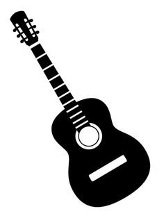 a black and white silhouette of an acoustic guitar