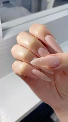 Long Almond, Work Nails, Soft Nails, Oval Nails, Minimalist Nails, Classy Nails, Dream Nails