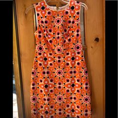 Nwt- Florence Broadhurst For Kate Spade New York 60’s Style Dress Pink Sleeveless Dress With Retro Print, Pink Fitted Mod Dress, Fitted Pink Mod Dress, Pink Mod Dress For Spring, Luau Party Dress, Eggplant Purple Dress, Plaid Sweater Dress, Cutwork Dress, Green Chiffon Dress