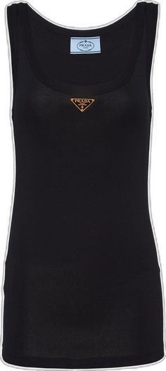 Classic Black Tops With Logo Detail, Classic Black Scoop Neck Top, Tank Top Women, The Triangle, Jersey Tank Top, Triangle Logo, Black Rib, Top Women, Knit Jersey