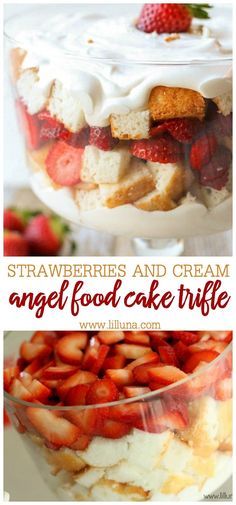 strawberries and cream angel food cake trifle is an easy dessert recipe for the whole family