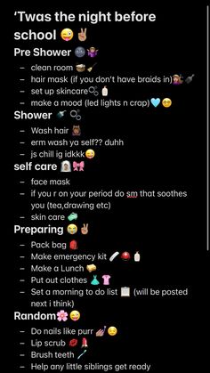 I made this so if any1 wanna say i stole it frm somwhere they r straight lying 🤥 How To Stay Up Late, Things To Do Late At Night By Yourself, Late Night Routine, Studying At Night, The Night Before School, 8th Grade Tips, Tips For 6th Grade, Before School Routine, School Night Routine