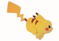 a cartoon pikachu flying through the air with a broken wing on it's back