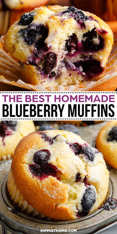 Blueberry muffins with sugar crust Moist Blueberry Muffins, Lemon Blueberry Muffins Recipe, Blueberry Muffin Recipe, Blueberry Muffins Recipe, Homemade Blueberry Muffins, Muffin Baking, Best Blueberry Muffins, Banana Dessert Recipes, Simple Muffin Recipe