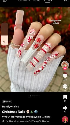 Christmas Sweater Nails, Nail Art Noel, Gel Nails Diy, Acrylic Press On Nails, Nails Design With Rhinestones