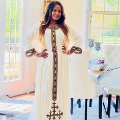 Ethiopian, Eritrian Dress One Size 100%Cotton. White Floor-length Kaftan For Spring, White Floor-length Spring Kaftan, Elegant White Fitted Kaftan, Elegant Fitted White Kaftan, White Fitted Long Kaftan, Fitted Long White Kaftan, White Fitted Maxi Kaftan, Traditional Women Dress, Traditional Women