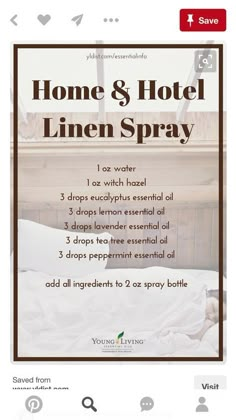 Essential Oil Sprays, Linen Spray Recipe, Pinstripe Bedding, Hotel Linen, Essential Oil Combinations