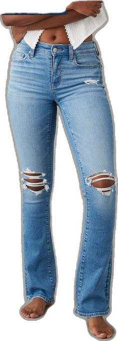 Everyday Fitted Ripped Jeans, Ripped Fitted Jeans For Everyday Wear, Women's Jeans, American Eagle Outfitters, American Eagle, Women Jeans, High Waisted, Collage, Pins