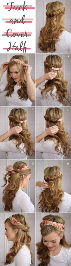 5. tuck et #couvrir - 16 magnifiques #Styles de cheveux pour #filles paresseux #comme moi... → Hair Half Updo, Lazy Girl, Hair Wedding, Great Hair, Hair Dos, Headband Hairstyles, Gorgeous Hair, Half Up, Hair Designs