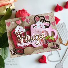 a valentine's day card with scissors and flowers