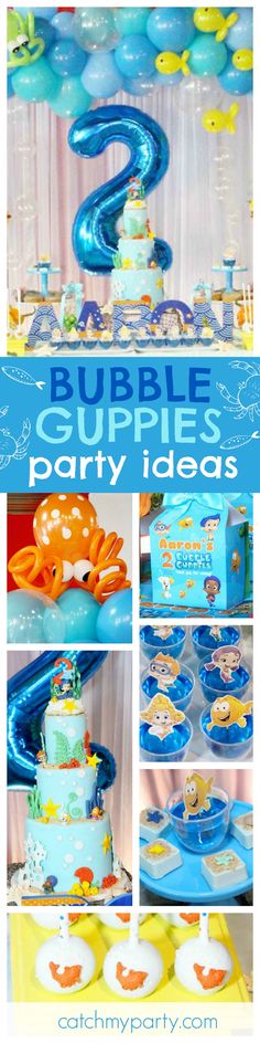 a blue and yellow under the sea themed birthday party