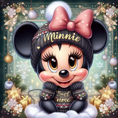 a cartoon mouse wearing a minnie mouse hat