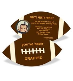 an image of a football shaped birthday party card