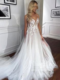 Stunning See Through Delicate Flower Lace Wedding Gown Sweetheart Neck Boho Wedding Dresses AWD2014-SheerGirl Rustic Wedding Dress, Pretty Wedding Dresses, Cute Wedding Dress, Applique Wedding, Applique Wedding Dress, Bohemian Bride