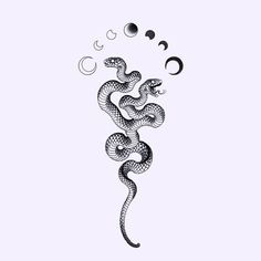 a black and white drawing of a snake with bubbles in the shape of it's head