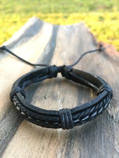 Black Leather Bracelet for men, Men's Jewelry Gift, Handmade leather Bracelet O4M-B08 Sign-up now for our Newsletter and receive a 10% Discount on your first order! https://mailchi.mp/7f649f87eb6c/only4men-newsletter This is a beautiful piece of jewelry, a unique and original Gift for Him! The Black Bracelet length is about 8 inches. This will fit most wrist sizes, but please make sure before you order this will fit your wrist size. The closure system is a Lanyard type, very easy to put on and t Leather Bracelet For Men, Handmade Leather Bracelets, Bracelet Christmas, Brown Leather Bracelet, Wood Sunglasses, Black Leather Bracelet, Black Bracelets, Bracelet For Men, Gift Handmade