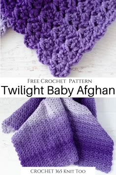 two crocheted baby afghans with the text, free crochet pattern twilight baby afghan