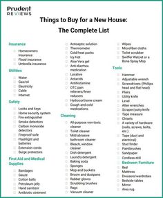 a list of things to buy for a new home