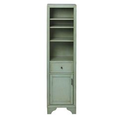 Hazelton 18 in. W x 15 in. D x 67-1/2 in. H Bathroom Linen Cabinet in Antique Green - Super Arbor Vanity With Linen Cabinet, Linen Storage Cabinet, Coastal Cabin, Bathroom Tall Cabinet, Linen Cabinets, Bathroom Linen Cabinet, Beautiful Cabinet, Bath Cabinets, Antique Green