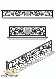 the stair railing and handrails are designed to look like filigreens