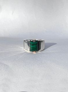 Small Ari Ring in Malachite – Maiden Name Timeless Green Sterling Silver Ring, Modern Green Malachite Jewelry, Formal Malachite Gemstone Rings, Green Malachite Rings With Polished Finish, Elegant Malachite Gemstone Ring, Elegant Malachite Ring Jewelry, Silver Jewelry Making, Material Palette, Name Jewelry