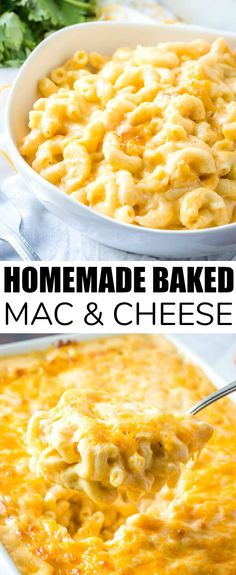 homemade baked macaroni and cheese in a casserole dish