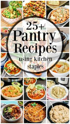 the cover of 25 pantry recipes using kitchen staples, including pizzas and pasta dishes