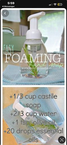 Diy Foaming Hand Soap, Savon Diy, Foaming Soap, Homemade Soap Recipes, Homemade Cleaning Products, Diy Spa, Castile Soap, Foaming Hand Soap, Cleaning Recipes