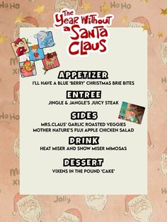 the year without santa claus menu