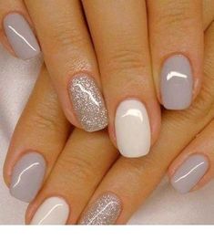 Grey Gel Nails, Grey Nail Polish, Gray Nails, Fall Nail Colors, Short Acrylic Nails