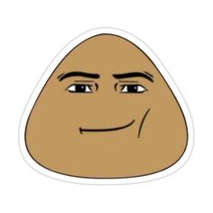 a sticker with an image of a smiling potato on it's face and eyes