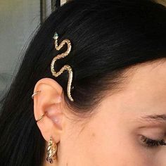 Gold Hair Pin, Ear Pins, Snake Jewelry, Jewelry Model, Nature Inspired Jewelry, Cute Style, Popular Hairstyles