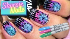 Sharpie Nails Art, Sharpie Nail Art Diy, Sharpie Nail Art, Sharpie Nails, Nail Polish Crafts Diy, Nail Design Video