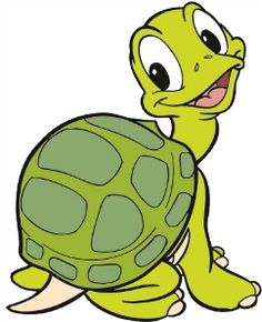 a cartoon turtle with its mouth open sitting on the ground