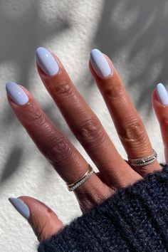 White And Blue Simple Nails, Light Color Almond Nails, Classy Nails Summer 2024, Light Pastel Blue Nails, Pastel Nails Blue, Light Blue Nails Gel, Pastel Nails Simple, Simple Summer Nails 2024 Almond, Almond Nails Baby Blue