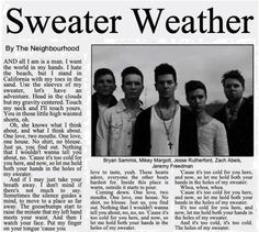 a newspaper article about the band sweater weather