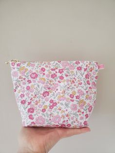 "This pouch is great size for a couple of make up items and small items. Size is 8\"W / 6\"H / 2.5\"D 100% Cotton / Printed in Japan. The pouch opens with golden color zipper.(High quality YKK zipper) It comes with a velvet ribbon on one side. Lined inside with pretty pink color 100% cotton, lightweight. Please, Hand wash. All my works are carefully handmade, hand stitched in a beautiful cotton fabrics. Please give me 3 to 5 days for processing time prior to shipping. Made in a pet and smoke fre Cute Multicolor Everyday Cosmetic Bag, Pink Pouch With Zipper Pocket, Feminine Cosmetic Pouch For Daily Use, Feminine Zipper Pouch Cosmetic Bag For Daily Use, Pink Pouch Cosmetic Bag As Gift, Cute Multicolor Cosmetic Bag With Zipper Pouch, Handmade Pink Pencil Case Pouch, Feminine Everyday Cosmetic Bag With Zipper, Feminine Cosmetic Bag With Zipper