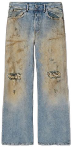 Distressed Rigid Denim Jeans For Streetwear, Edgy Distressed Relaxed Fit Jeans, Urban Distressed Cotton Jeans, Faded Jeans With Frayed Hem For Streetwear, Urban Faded Jeans With Frayed Hem, Distressed Washed Blue Jeans For Streetwear, Faded Ripped Jeans For Streetwear, Distressed Recycled Denim Bottoms For Streetwear, Rugged Ripped Cotton Bottoms