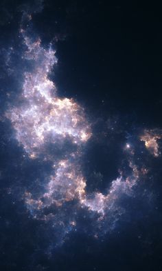 the sky is filled with clouds and stars in this image, it appears to be very dark